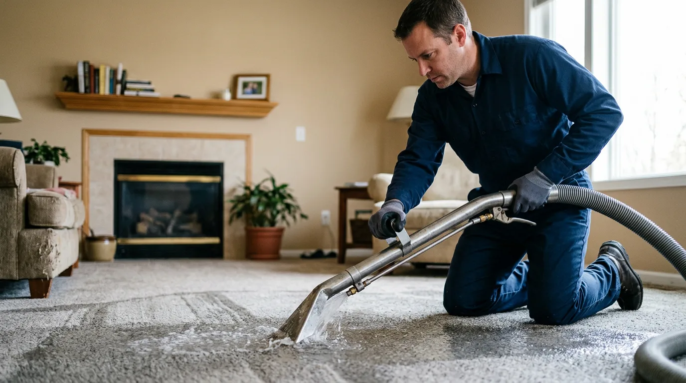 Water damage restoration technician working near Montville, OH